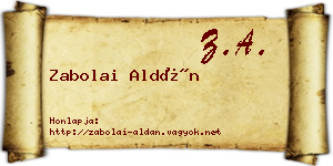Zabolai Aldán névjegykártya